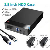 3.5 inch HDD Case USB3.0 Hard Drive Enclosure SATA to USB 3.0 External Hard Drive Reader Support 10TB Adapter for PC Laptop