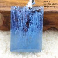 Natural Blue Aquamarine Quartz Pendant Women Men Fashion Rectangle Brazil Dark Aquamarine Pendant Jewelry Necklace AAAAA