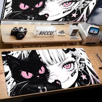 Black Cat Girls Mouse Pad XXL Laptop Accessories Office Gamer Keyboard DeskMat Non-Slip PC Rubber Gaming Mousepad 900×400 Carpet