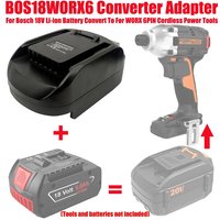 ALASICKA Battery Adapter BOS18WORX6 for Bosch 18V BAT618 Li-Ion Battery Convert To Work for Worx 20V 6 Pin Cordless Power Tools