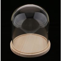 Glass Jar Dome with Wooden Base Micro Landscape Holder Elegant Centerpiece Vase for Interior Decoration Home