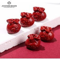 5 Pcs/lot Natural Purple Cinnabar Carved Lucky Bag Bead With Hole Pendant For Jewelry Making Diy Necklace Bracelet Accessory