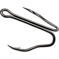 TAKEDO 6# - 1/0 Short Handle Double Hook 3551 Black Nickel Fishhook 2X Strength High Carbon Steel Fishing Hook For Frog Lure