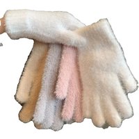 AliExpress LAOVCE Student Girl Fashion Winter Mink Velvet Five Finger Gloves Plush Warm Cold-proof Gloves Women Outdoors Cycling Solid Color Mitte