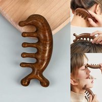 Sandalwood Massage Comb Head Meridian Scalp Comb Face Eye Shoulder Neck Scraping Treatment Hair Loss Anti-static Wide Tooth Comb