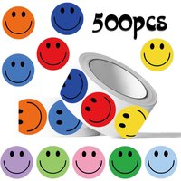 500Pcs/Roll Kids Emotional Reward Smiley Stickers DIY Journal Stationery Sealing Decals for Gift Packaging Notebook Decor