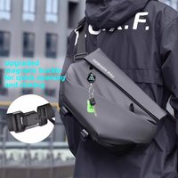 Magnetic Buckle Men Crossbody Bag, Large Capacity Functional Sling Chest Bag for Commute Cycling Travel
