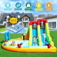 Children's playground double slide Inflatable Double Water Slide Bounce House Park with Splash Pool Kids Outdoor commercial