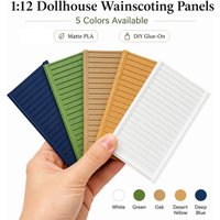 1:12 Dollhouse Wainscoting Panels Miniature Wall Decor, Matte PLA Glue-On Beadboard Trim, 5 Colors for DIY Dollhouse Rooms