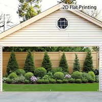 1 piece, 2D flat, garden privacy garage door banner, ideal for residential, garden and commercial applications - polyester, wsj