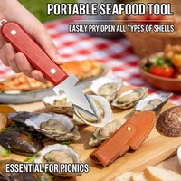 Oyster Knife Shucker Tool Stainless Steel Seafood Opener With Protective Cover Solid Wood Handle Built-in Bottle Opener