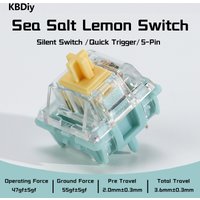 KBDiy Sea Salt Lemon Mechanical Keyboard Silent Switches 5-Pin 47gf Pre Lubed POM Creamy Switch Fit MX Keycaps Gaming Keyboard