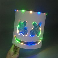 Glowing DJ Marshmello Mask Hip Hop Dance Bar Nightclub Show Props DIY LED Marshmallow Cos Mask Diy Men DJ Disco Mascara Disfraz