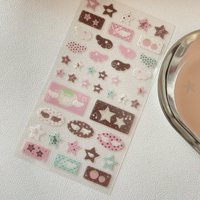 Korean Style Pink Brown Music Note Strawberry Star Glitter Film Scrapbooking Stickers Cute Deco Decal for Phone Case Journal