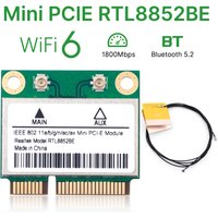 Mini PCIE WiFi 6 RTL8852BE 1800Mbps BT5.2 WiFi Card 802.11AX 2.4G/5GHz Wireless Network Card With antenna For Win 10/11 Laptop
