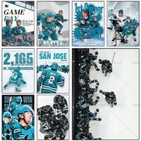 Puck Sport S-San J-Jose S-Sharks Poster Self-adhesive Art Waterproof Paper Sticker Coffee House Bar Room Wall Decor