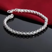 hot sale 925 sterling silver /18k Gold Plated 4MM Chain Bracelets for Men Charm Women Lady Boy Wedding Party Gifts 20cm 8in