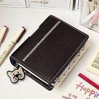 2 binders A7 notebook detachable loose-leaf dark brown notepad portable faux leather schedule planner,whith 80 pages