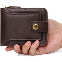 Vintage Men High Quality PU Leather Small Wallet Short Horizontal Zipper Coin Pocket Tri-fold Card Case Purse billetera hombre