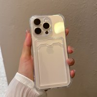 Transparent Card Holder Slot Wallet Back Shockproof Funda Bag Case For iPhone 17 16 15 14 Plus 13 12 11 Pro Max Silicone Cover