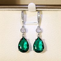 Simple Anti Emerald Water Drop Earrings Charm Women 925 Sterling Silver Fine Jewelry Prevent Allergy Party Accessories Gifts
