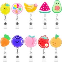 Cute Fruit Retractable Plastic Badge Holder Reel Student Nurse Exhibition Enfermera Girl Name Card Chest Card Holder Clip