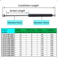1PC 250-350mm Universal Gas Spring Furniture Strut Bar Gas Shock Absorber Hydraulic Lift Kitchen Cabinet Doors Windows Hinge