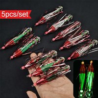 5pcs Glow Squid Jig Hook Squid Umbrella Hook Shrimp Fishing Lures Saltwater Cuttlefish Fishing Accessories Octopus Lures