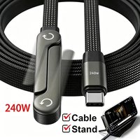 240W Type C to Type C 2 in 1 Fast Charging Foldable Bracket Data Cable Type C Desktop Holder Quick Charging For iPhone Samsung