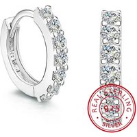 Cute 925 Sterling Silver Earring Circle Zircon Hoop Earring for Grils Woman Wedding Beautiful Loop Cute Jewelry
