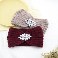 Diamond Headband Elastic Ear Warmer Knit Cross Headwrap Turban Wide Brim Headwear for Women Girl Winter Fashion Hair Accessories