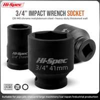 Hi-Spec 3/4" Drive Impact Socket Deep/Shallow Heavy Duty CR-MO Steel Pneumatic Wrench Socket for Truck Repair & Heavy Machinery