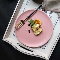 4 Sizes Matte Pink Plates Dinnerware Dishes for Serving Modern Plate Sets Dinner Set Japanese Tableware Plates Food Bone China