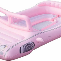 Summer Pink Luxury Inflatable Car Float Outdoor Pool Water Entertainment Inflatable Car With Cup Holder Float