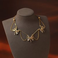 Luxury Designer Waterproof 18K Gold Filled Blue Topaz/White Shell Butterfly Pendant Chain Necklaces For Women High Jewelry Copy