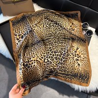 Luxury Leopard Print Square Scarf Soft Satin Bandana Vintage Windproof Head Wrap Shawl Imitation Silk Travel Beach Towel