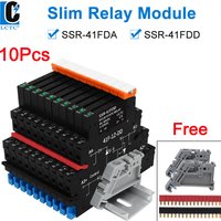 10PCS DIN Rail Mounted Solid State Relay Slim SSR Relay Module DC Control AC DC Control DC 6A SSR-41FDA/DD image 4