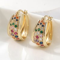 Fashion Sparkling Hoop Earrings For Women Luxury Bright Cubic Zircon Ear Accessories Wedding Party Aesthetic Gorgeous Jewelry