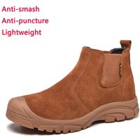 Anti Smashing And Anti Piercing Suede Safety Shoes Men's Steel Toe Cap Protection Work Shoes Fashion Scarpe Antinfortunistiche