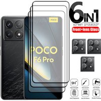 6-in-1 For Poco F6 Pro Glass Poco F6 Pro Tempered Glass Full Cover Glue 9H Cover Screen Protector Xiaomi Poco F6 Pro Lens Glass
