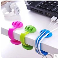 Desktop Wire Wrapped Cord Organizer, Cable Holder, Adhesive Silicone Cable Winder, Solid Color Desk Set Office Accessories