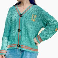 Designer Made The Life Of A Show Girl TS Cardigan Green Shinning Knitted