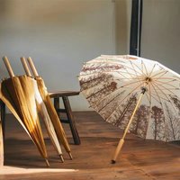 16 Bone Clear Umbrella National Style Retro Art Small Fresh Long Handle Wooden Windproof and Sunscreen Black Adhesive