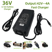36V-Ladegerät mit 42V4A-Ausgang, schnelles Lithium-Batterieladegerät, Li-Ion-Ladegerät für 36V 10S-Batterie mit Lüfter, DC GX16 RCA-Anschluss
