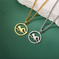 Youth Freestyle Swimming Necklace Stainless Steel Summer Swimming Charm Pendant Men's and Women's Sports Swimming Jewelry Gift