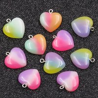 10Pcs 21x23mm Heart Resin Charms, 3D Gradient Epoxy Cabochons for DIY Jewelry Making, Phone Keychain Bracelet Pendant Findings