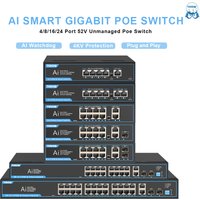 TEROW POE Gigabit Switch 4/8/16/24 Ports 1000Mbps Network Ethernet 802.3 AF/AT VLAN RJ45 Switch for IP camera/Wireless AP/NRV