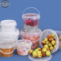 150ML-1500ML Handle BPA-Free Empty Plastic Bucket with Lid Clear Airtight PP Jars Container for Bulk Food Storage