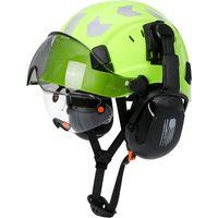 Casque de sécurité avec visières, lunettes intégrées, autocollants de réduction du bruit pour ingénieur, casque rigide ABS, casquette de travail industrielle ANSI