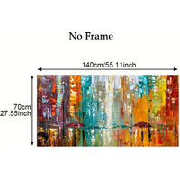 Vibrant Modern Abstract Cityscape Oil Painting - Frameless Wall Art with Bold Brushstrokes & Impasto Texture, Multicolor Urban L